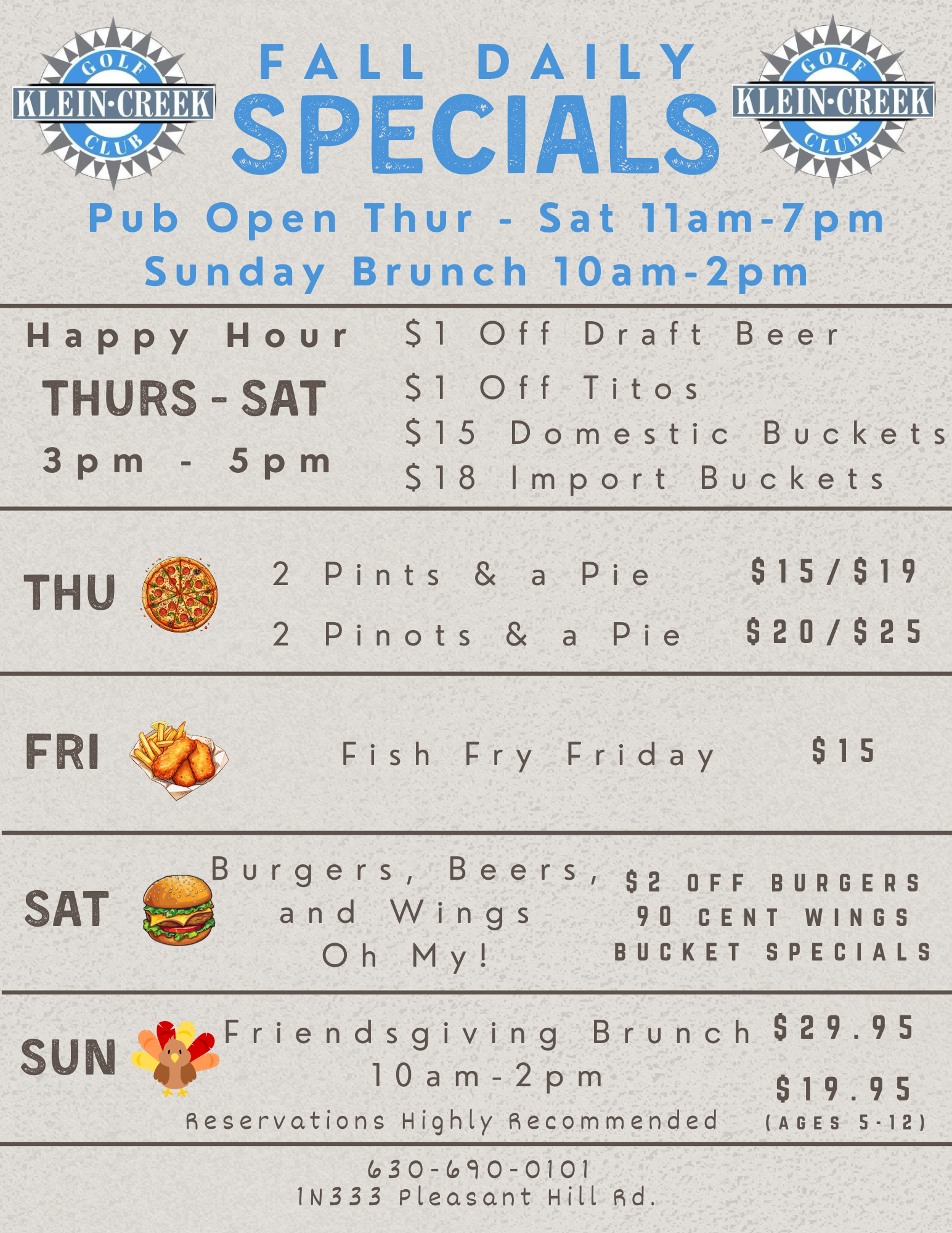 Pub Fall Daily Specials